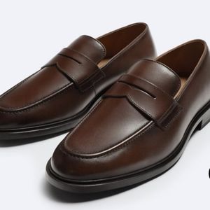 Zara Brown Leather Loafers
